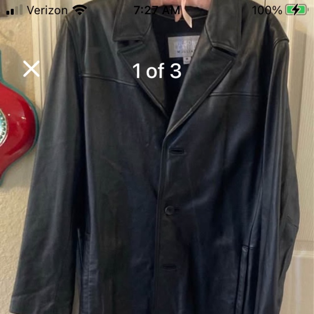 Black Leather full length trench coat by wilson